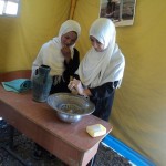 140403 ③Girls students  shows how to wash hands in HE monitoring in Hazrat Zainab Lolanj Girls High School in Surkhe Parsa