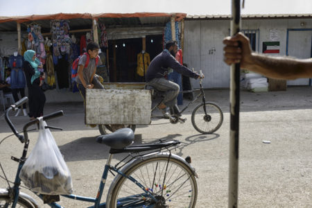 A busy street at the Zaatari refugee camp in Jordan.