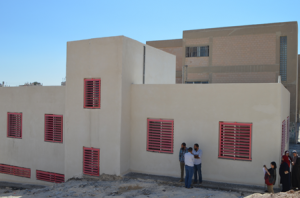 The school building with the additional classroom .